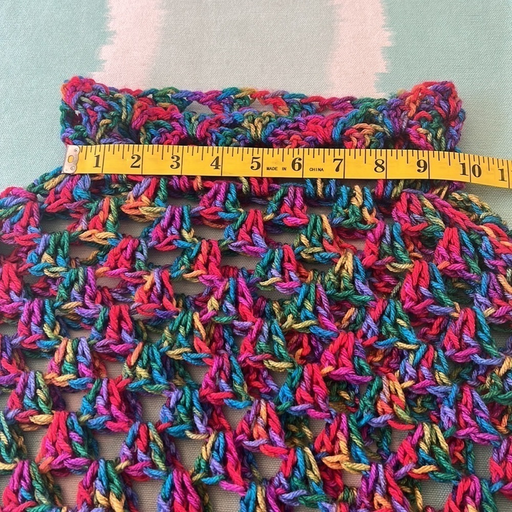 Handmade Multicolor Open Knit Crochet Poncho One Size - Picture 8 of 10